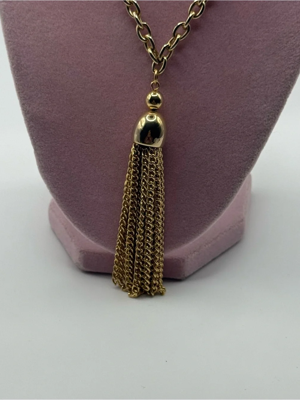Long Gold-Tone tassel Necklace - Picture 3 of 5
